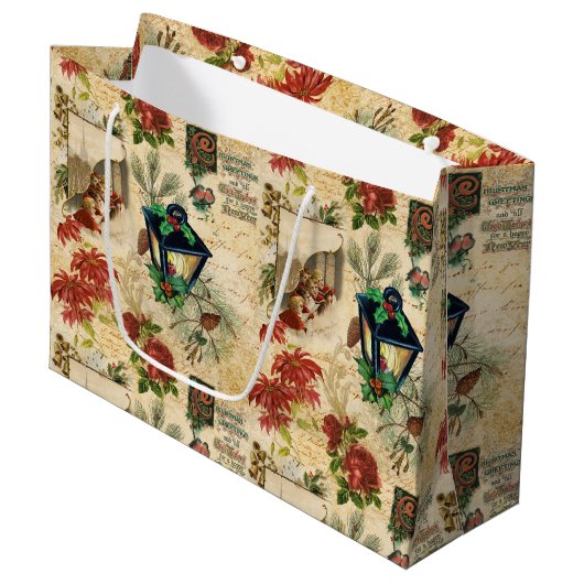 Rustige gouden kerstfeestdagen groot cadeauzakje (Voorkant Gekanteld)