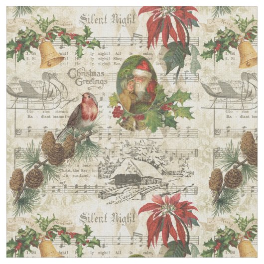 Rustige  gouden kerstfeestdagen stof (Close Up)