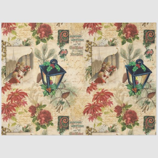 Rustige  gouden kerstfeestdagen tissuepapier (Voorkant)