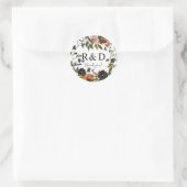 Rustige gouden, Paarse en roze bloemmonogram 3- Ronde Sticker (Tas)