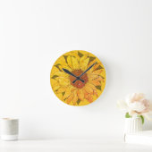 Rustige gouden zonnebloem waterverf bloem  ronde klok (Huis)