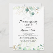 Rustige goudflora Calligrafie Housewarming Party Kaart (Voorkant)