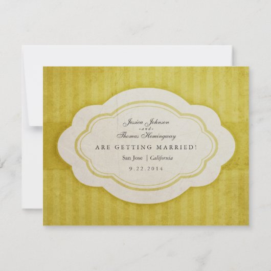 Rustige  Goudgeel bespaart de data Save The Date (Achterkant)