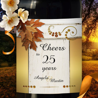 Rustige goudHerfst Jubileum Wijnlabel Wijn Etiket