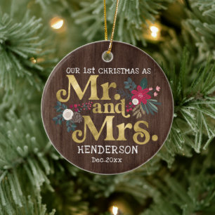Rustige goudpografie 1ste kerstmis keramisch ornament