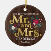 Rustige goudpografie 1ste kerstmis keramisch ornament (Voorkant)