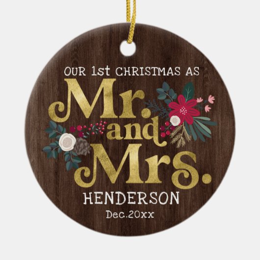 Rustige goudpografie 1ste kerstmis keramisch ornament (Voorkant)