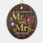 Rustige goudpografie 1ste kerstmis keramisch ornament (Links)