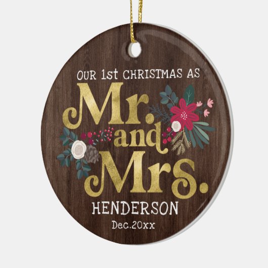 Rustige goudpografie 1ste kerstmis keramisch ornament (Links)