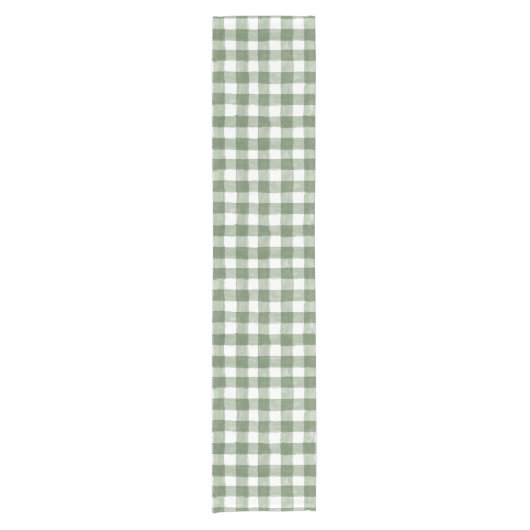 Rustige Green Buffalo Check Holiday Table Runner Korte Tafelloper (Voorkant)