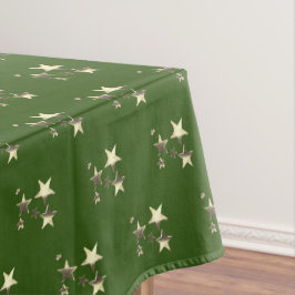 Rustige Green Gold Stars Pattern Festive Elegant Tafelkleed