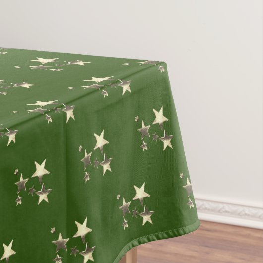 Rustige Green Gold Stars Pattern Festive Elegant Tafelkleed (Voorbeeld)