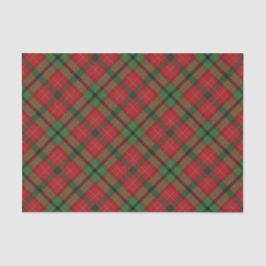Rustige Green Red Kerstfeestdag Tartan Pset Tissuepapier (Voorkant)