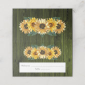 Rustige Green Sunflower Reception Place Card Plaatskaartje (Buitenkant ongevouwen)