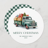 Rustige Green Truck Gingham Pset-kerstkaarten Feestdagenkaart (Voorkant / Achterkant)