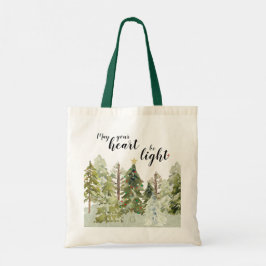 Rustige Green Waterverf Forest Kerstmis Canvas tas