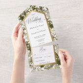 Rustige Greenery Botanical Gold Lijst No Dinner All In One Uitnodiging (Afscheurbaar)