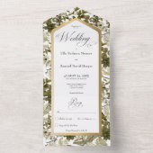 Rustige Greenery Botanical Gold Lijst No Dinner All In One Uitnodiging (Binnen)