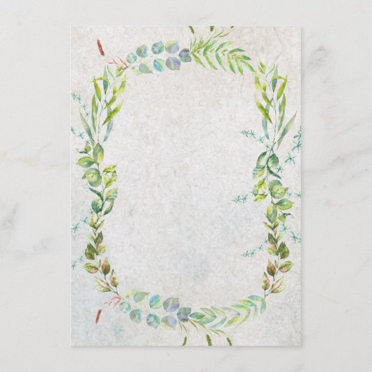 Rustige Greenery Eucalyptus Wedding Reception Informatiekaartje (Achterkant)