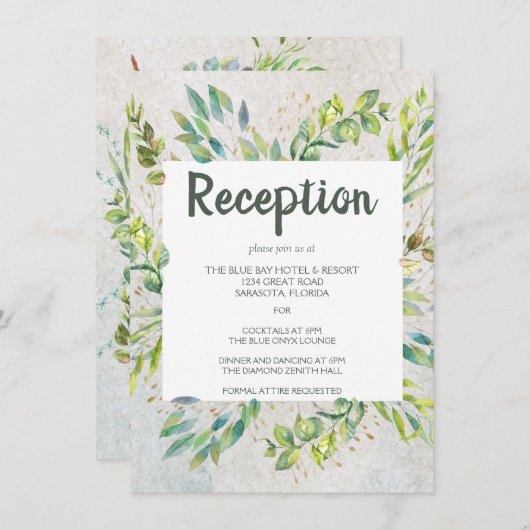 Rustige Greenery Eucalyptus Wedding Reception Informatiekaartje (Voorkant / Achterkant)