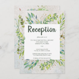 Rustige Greenery Eucalyptus Wedding Reception Informatiekaartje