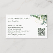 Rustige Greenery Gold Eucalyptus QR-code Visitekaartje (Achterkant)