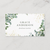 Rustige Greenery Gold Eucalyptus QR-code Visitekaartje (Voorkant)