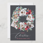 Rustige, grijze kerstmis met 6 foto's feestdagenkaart (Voorkant)