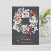 Rustige, grijze kerstmis met 6 foto's feestdagenkaart (Staand voorkant)