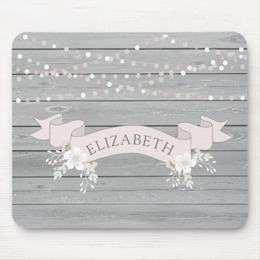 Rustige grijze monogram muismat (Voorkant)