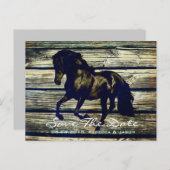 rustige grijze schuur, western paard, bruiloft aankondigingskaart (Voorkant / Achterkant)