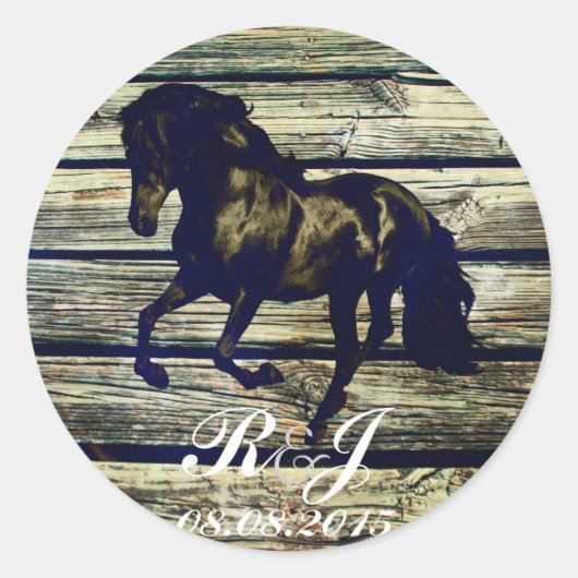 rustige grijze schuur, western paard, bruiloft ronde sticker (Voorkant)