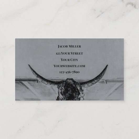 Rustige grijze Westerne Koe Visitekaartje (Achterkant)