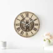 Rustige Grizzlybeer Wandklok | Houtstijl (Huis)