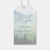 Rustige groene aquarel bergen cadeaulabel (Achterkant)