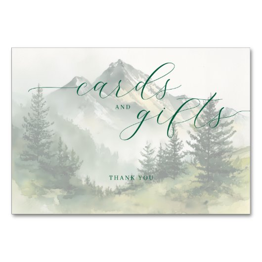 Rustige Groene Aquarel Berglandschap Kaart (Voorkant)