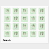 Rustige groene aquarel boomillustratie vierkante sticker (Vel)