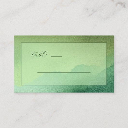 Rustige Groene Aquarel Calligrafie Plaatskaartje (Voorkant)