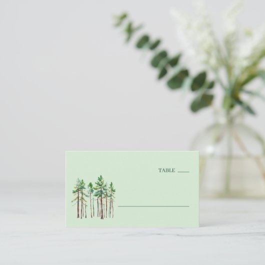 Rustige groene aquarel dennebomen plaatskaartje (Staand voorkant)