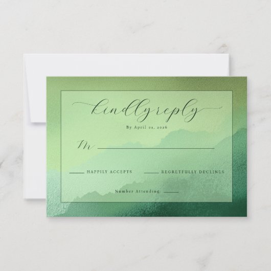Rustige Groene Aquarel RSVP Kaartje (Voorkant)