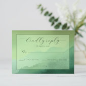 Rustige Groene Aquarel RSVP Kaartje (Staand voorkant)