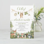 Rustige Groene Avontuur Wacht Baby Shower Kaart (Staand voorkant)