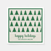 Rustige Groene Beige Boom Patroonnaam Holiday Part Servet (Voorkant)