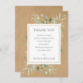 Rustige Groene Bladeren Baby Shower Gedicht Bedankkaart (Voorkant / Achterkant)