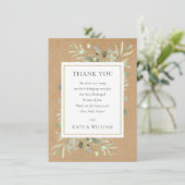 Rustige Groene Bladeren Baby Shower Gedicht Bedankkaart (Staand voorkant)