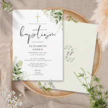 Rustige groene bladeren Elegant monogram doopfeest