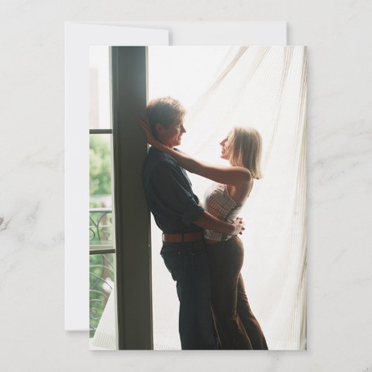 Rustige groene bladeren Elegante foto Huwelijk Kaart (Achterkant)