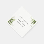 Rustige groene bladeren Elegante namen datum Servet (Hoek)