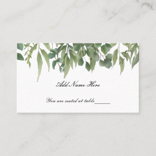 Rustige groene bladeren Greenery Foliage Table Plaatskaartje (Voorkant)