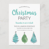 Rustige groene blauwe kerstbomen uitnodiging briefkaart (Voorkant)